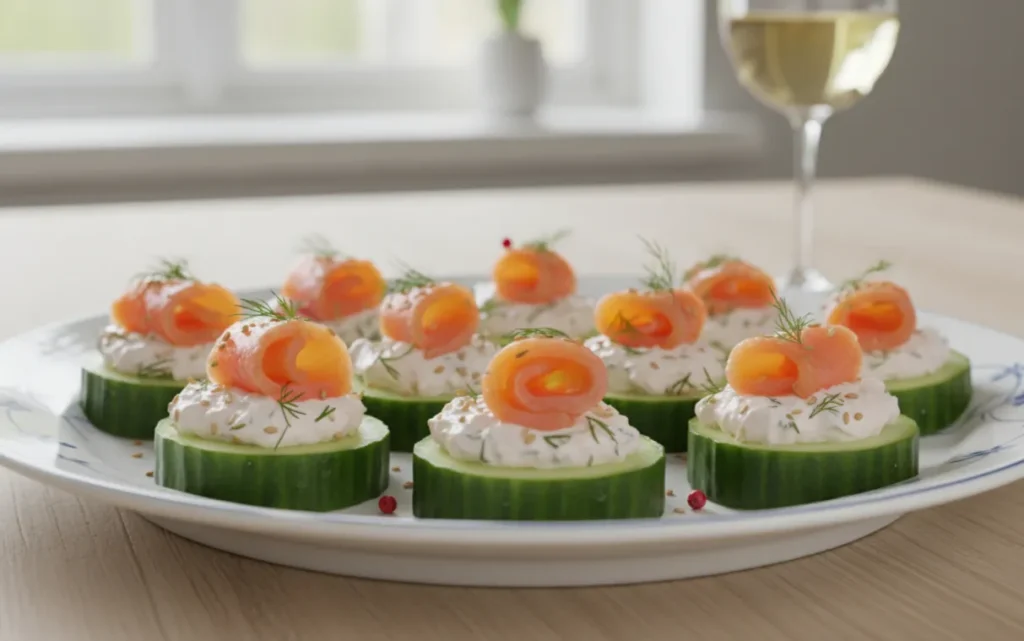 Smoked Salmon & Dill Cream Cheese Cucumber Bites Smoked Salmon Bites, Cucumber Appetizer, Low Carb Recipe, Dill Cream Cheese, Easy Party Food